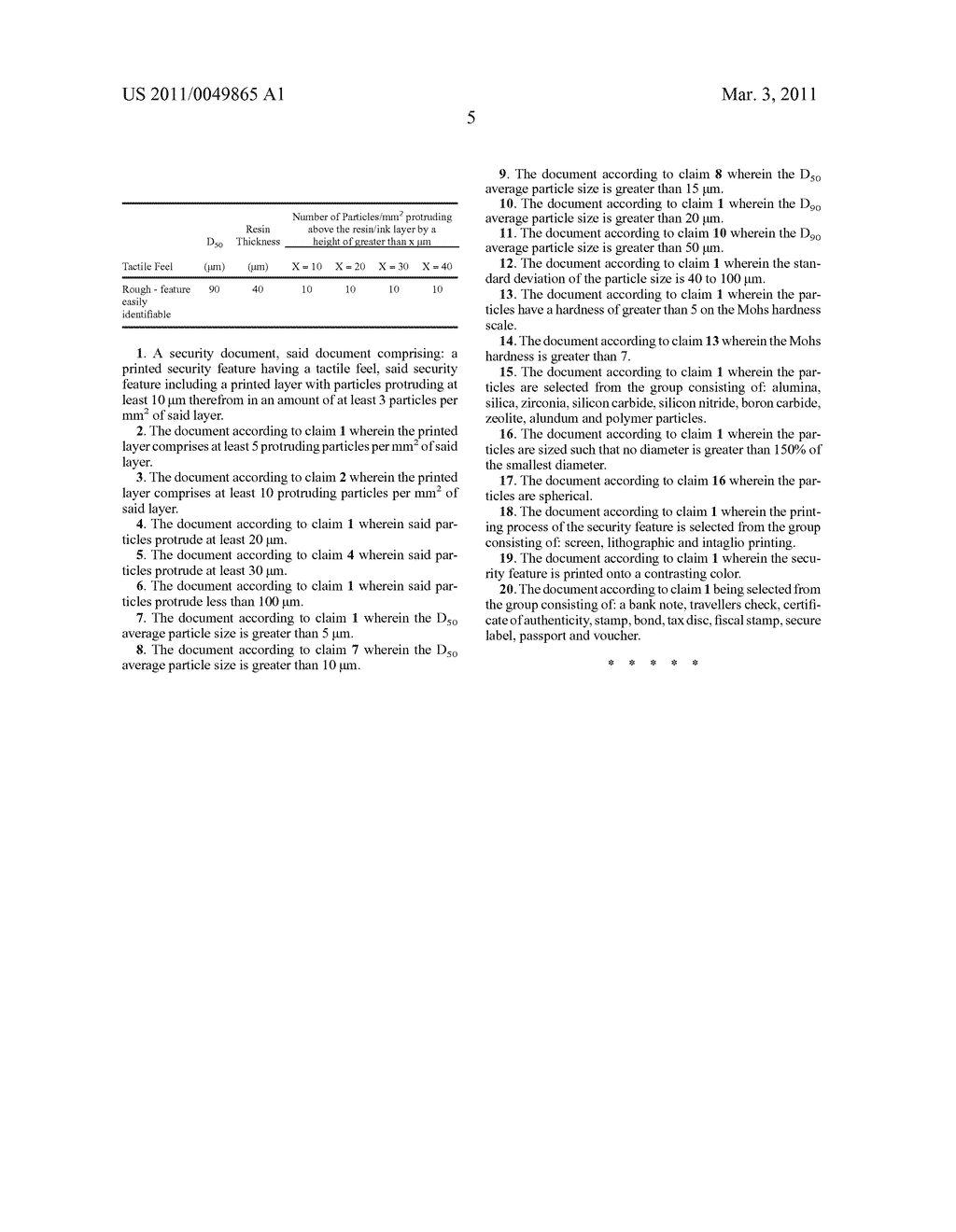 Security Document Comprising a Security Feature Having a Layer with Particles - diagram, schematic, and image 10