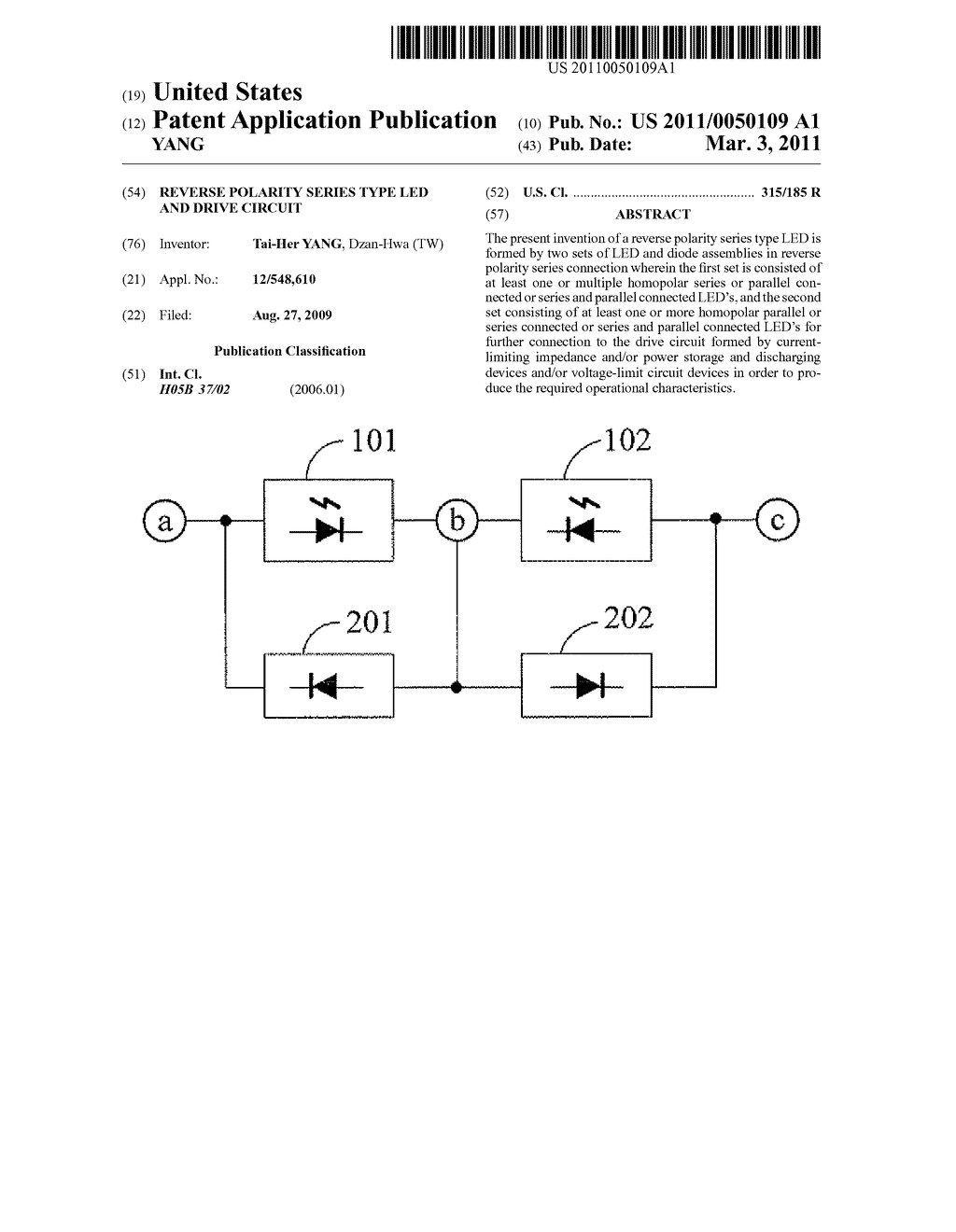 REVERSE POLARITY SERIES TYPE LED AND DRIVE CIRCUIT - diagram, schematic, and image 01