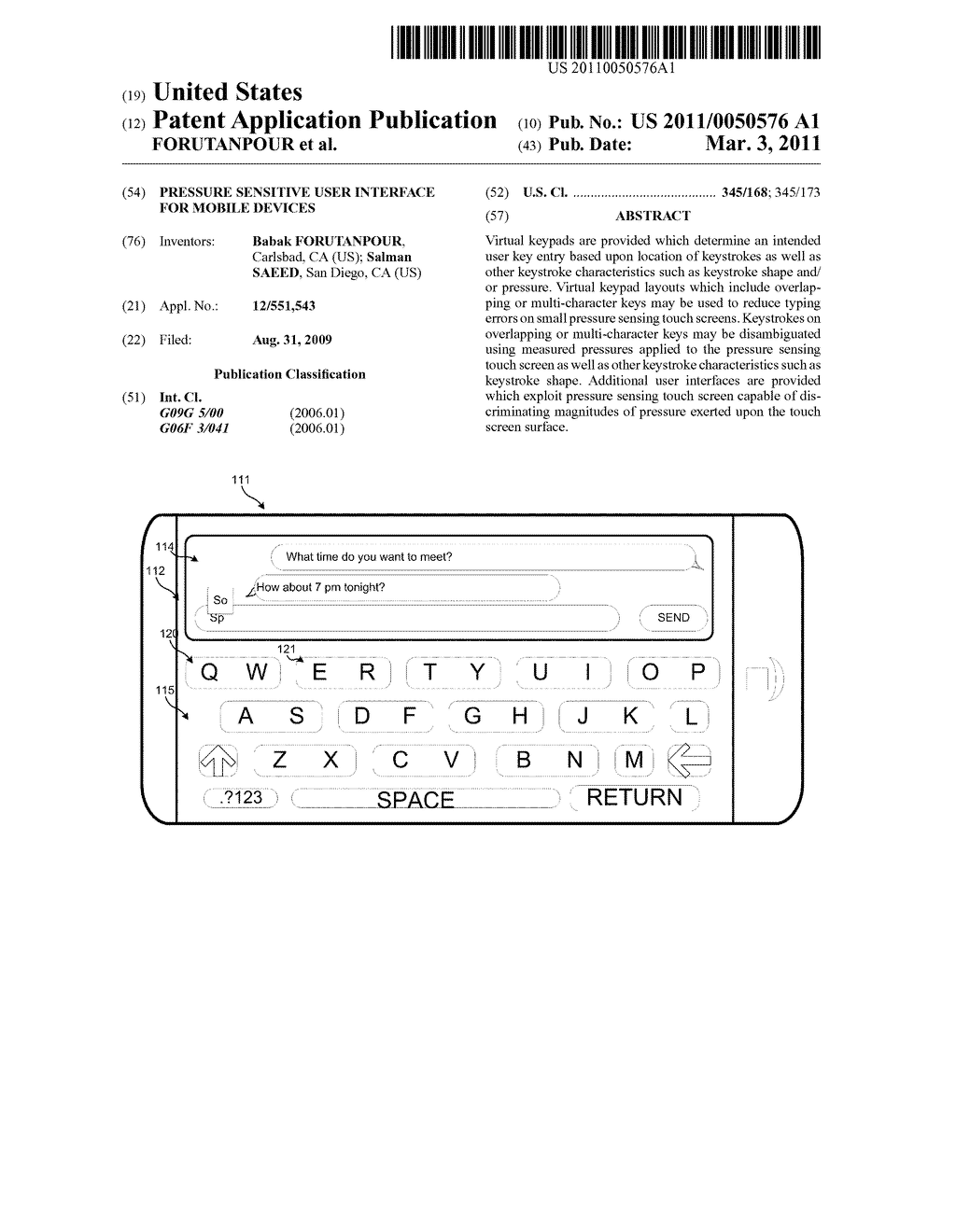 PRESSURE SENSITIVE USER INTERFACE FOR MOBILE DEVICES - diagram, schematic, and image 01