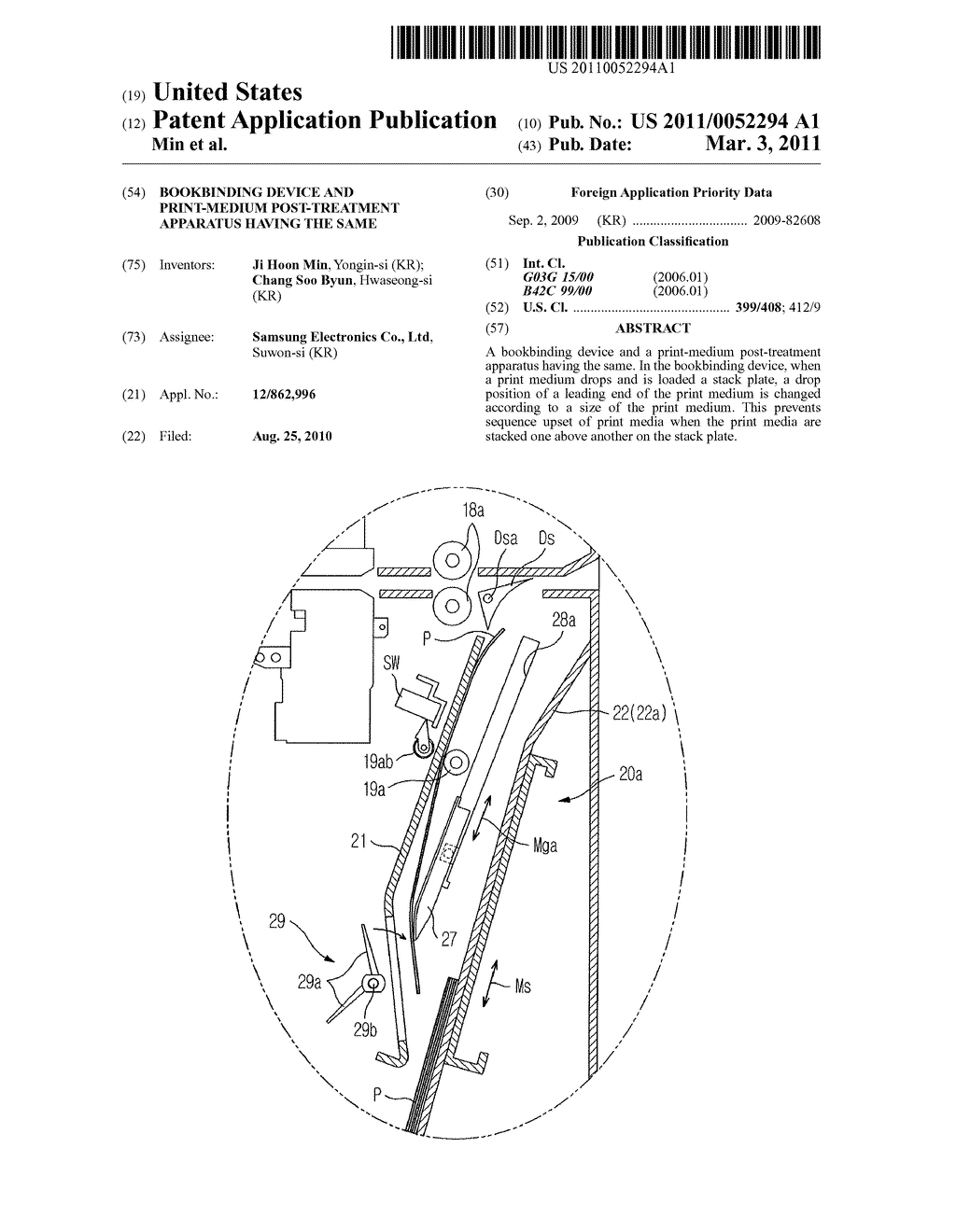 BOOKBINDING DEVICE AND PRINT-MEDIUM POST-TREATMENT APPARATUS HAVING THE SAME - diagram, schematic, and image 01