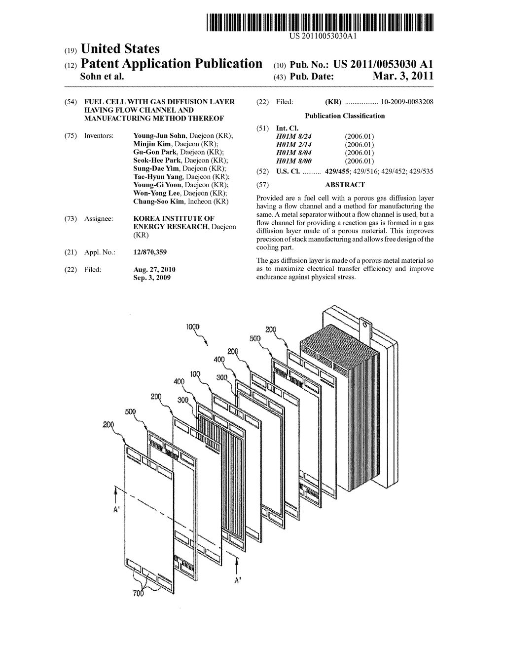 Fuel Cell with Gas Diffusion Layer having Flow Channel and Manufacturing Method Thereof - diagram, schematic, and image 01