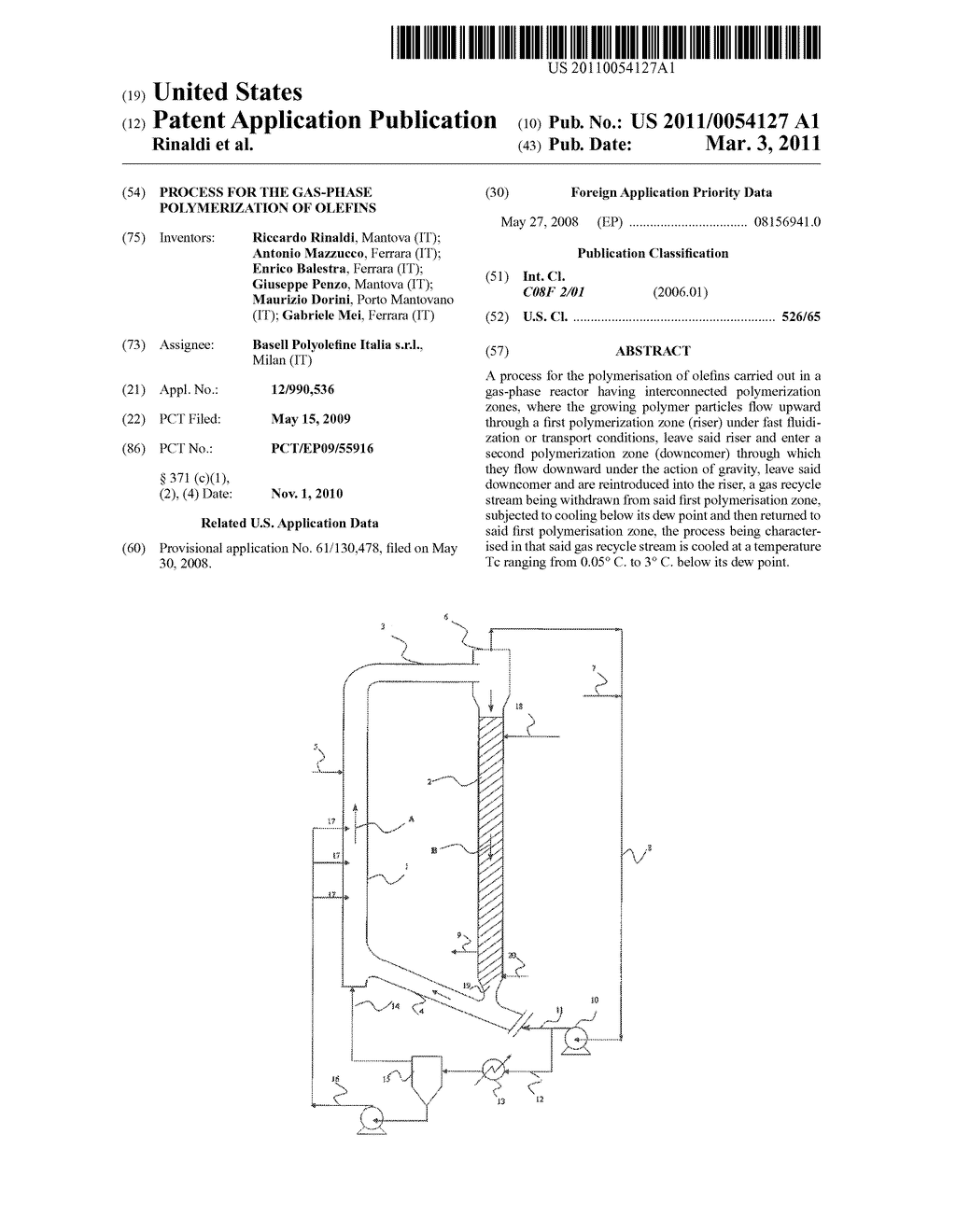 PROCESS FOR THE GAS-PHASE POLYMERIZATION OF OLEFINS - diagram, schematic, and image 01