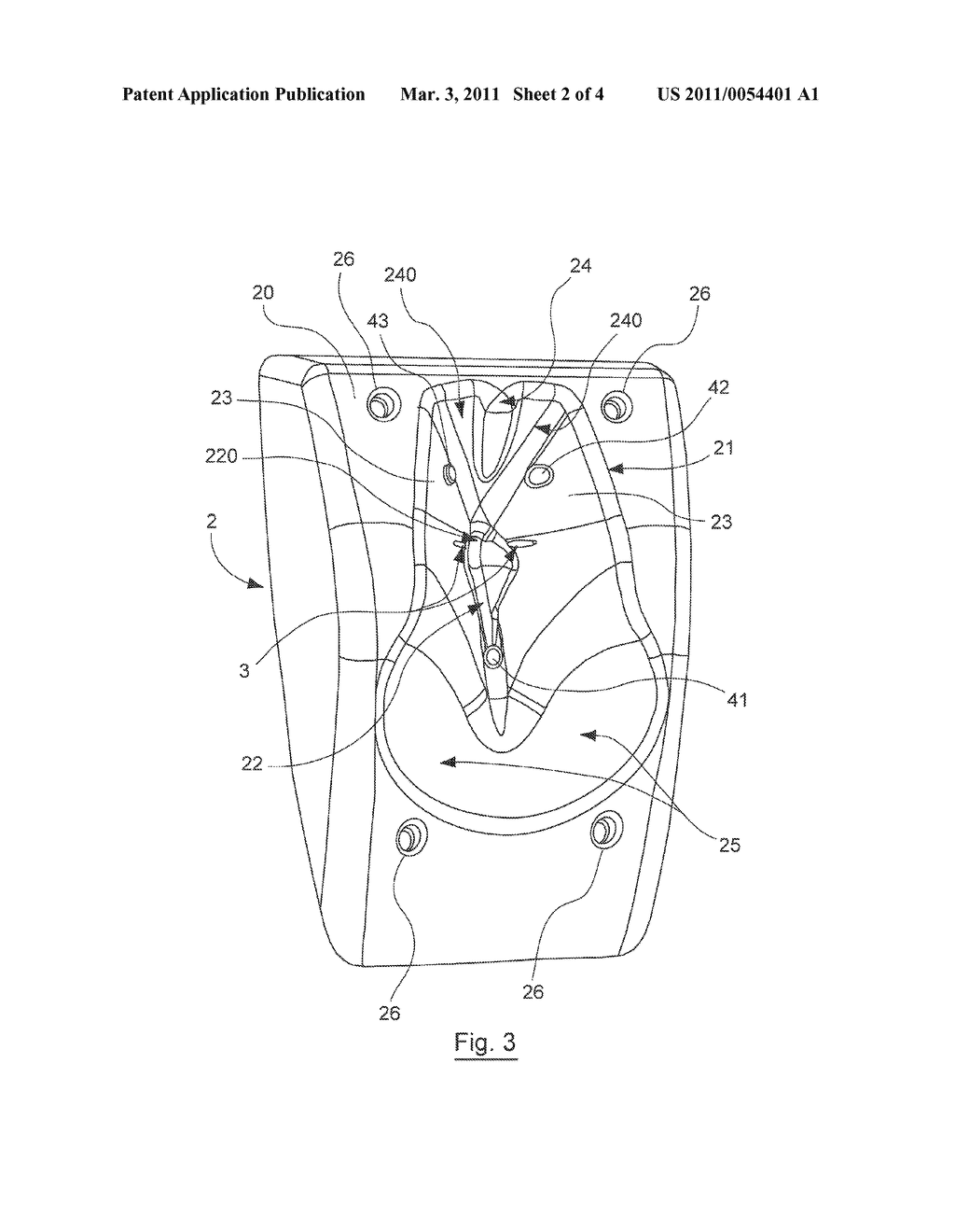DEVICE FOR INJECTING VETERINARY PRODUCTS TO POULTRY INCLUDING A CONTENTION MEMBER HAVING AN ANATOMIC FORM WITH MEANS FOR BRACING A DETECTABLE BONE - diagram, schematic, and image 03