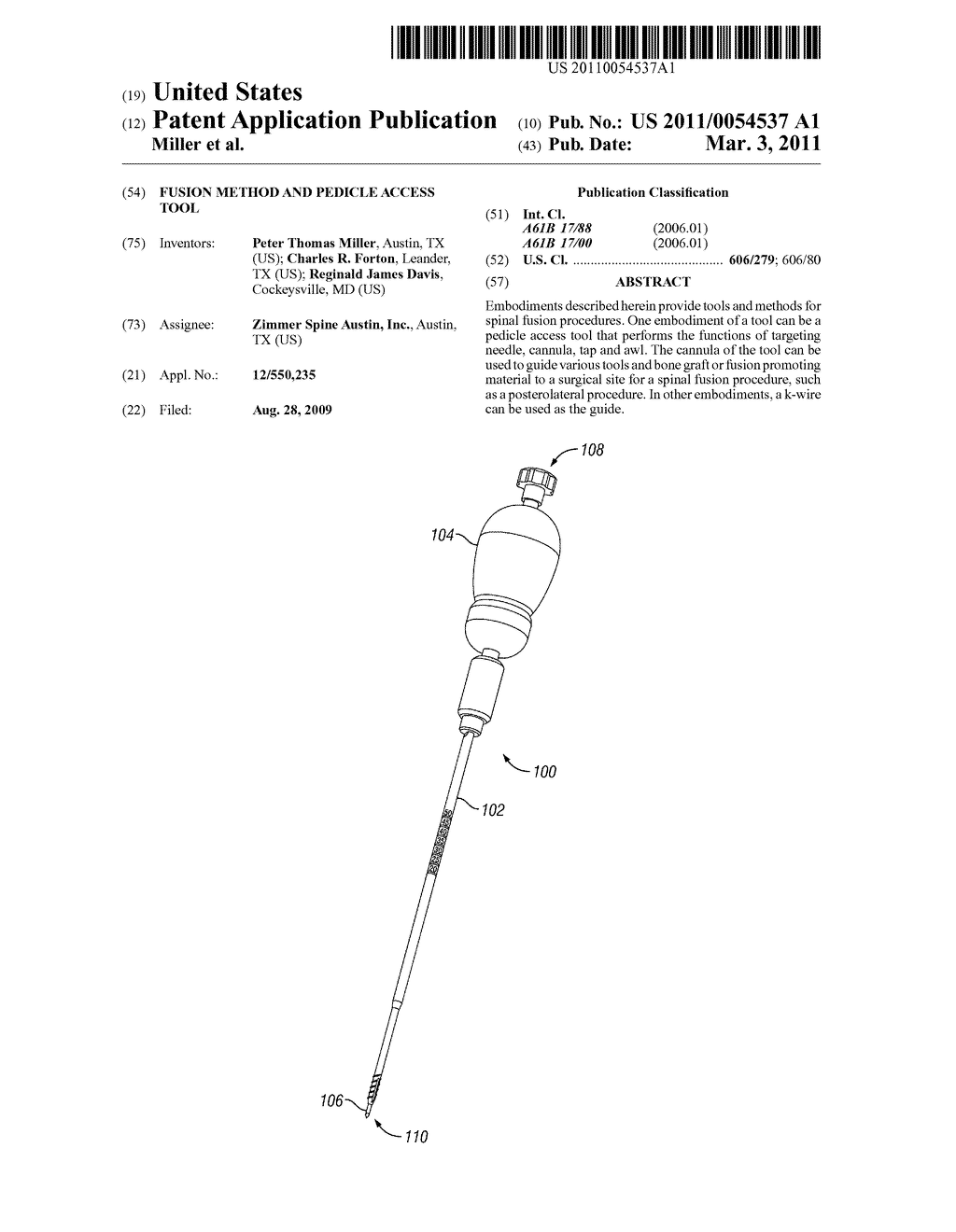 FUSION METHOD AND PEDICLE ACCESS TOOL - diagram, schematic, and image 01