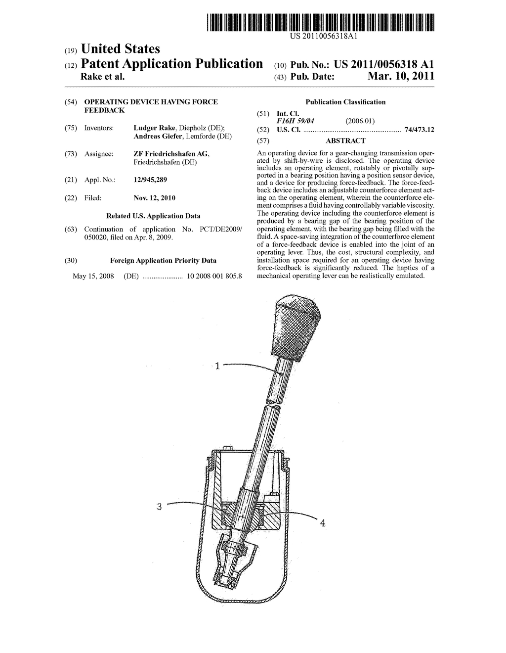 OPERATING DEVICE HAVING FORCE FEEDBACK - diagram, schematic, and image 01