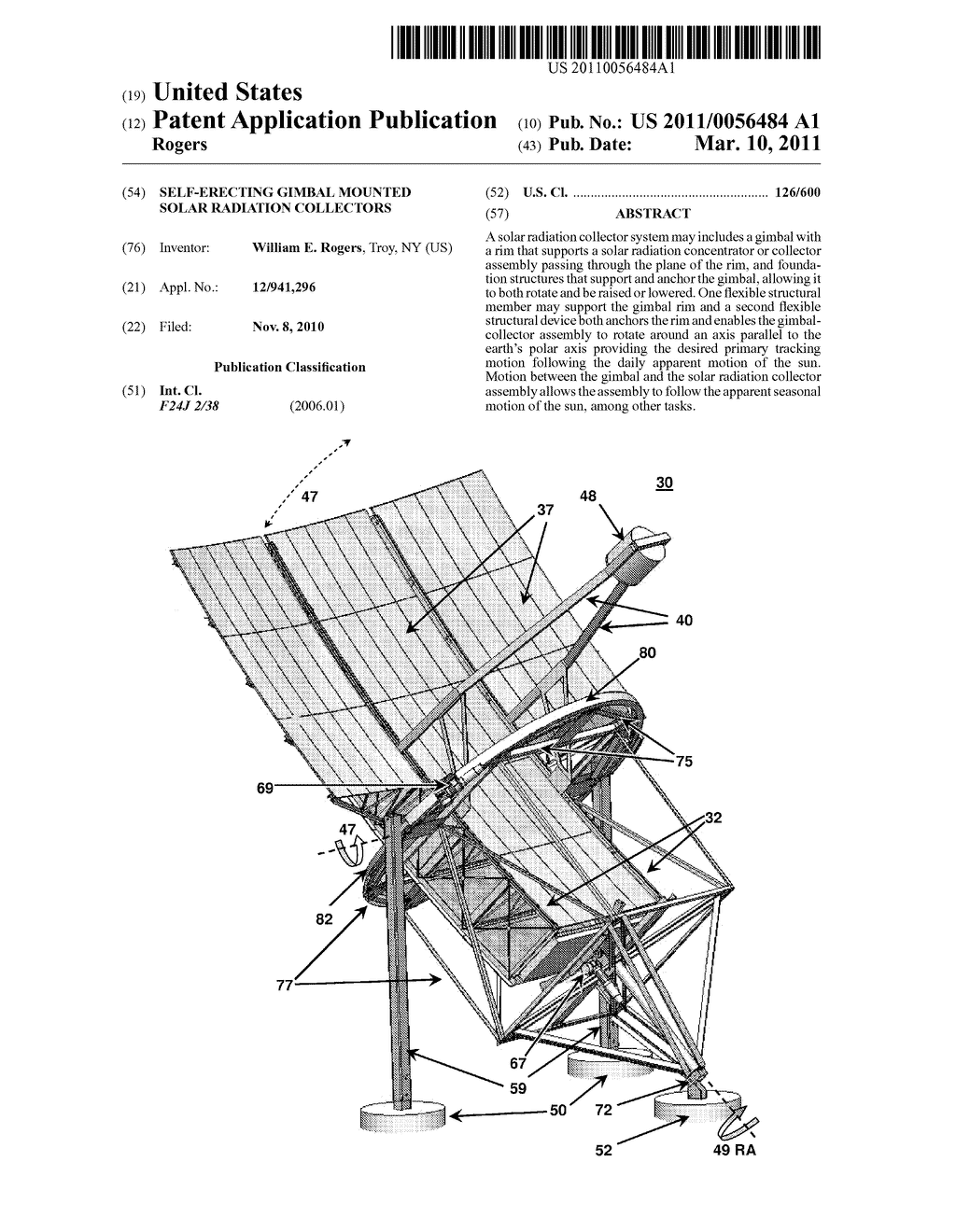 SELF-ERECTING GIMBAL MOUNTED SOLAR RADIATION COLLECTORS - diagram, schematic, and image 01