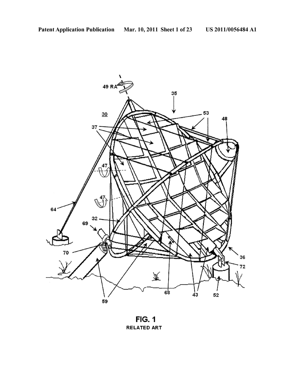 SELF-ERECTING GIMBAL MOUNTED SOLAR RADIATION COLLECTORS - diagram, schematic, and image 02