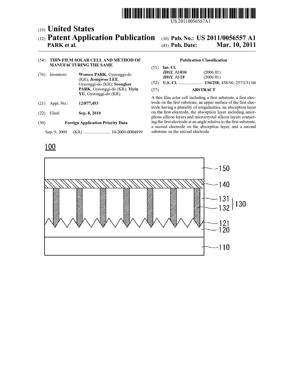 THIN FILM SOLAR CELL AND METHOD OF MANUFACTURING THE SAME - diagram, schematic, and image 01