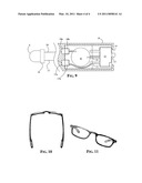 SPECTACLES WITH LIGHT SOURCES FOR ILLUMINATING AN OBJECT OBSERVED THROUGH THE LENS AND RELATED EARPIECES diagram and image