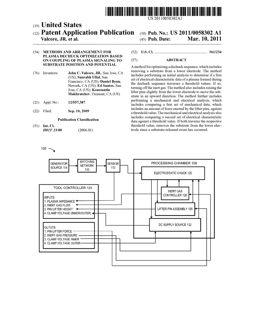 METHODS AND ARRANGEMENT FOR PLASMA DECHUCK OPTIMIZATION BASED ON COUPLING OF PLASMA SIGNALING TO SUBSTRATE POSITION AND POTENTIAL - diagram, schematic, and image 01