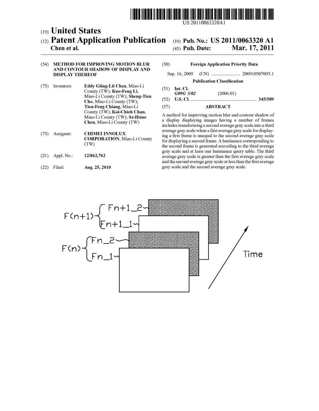 METHOD FOR IMPROVING MOTION BLUR AND CONTOUR SHADOW OF DISPLAY AND DISPLAY THEREOF - diagram, schematic, and image 01