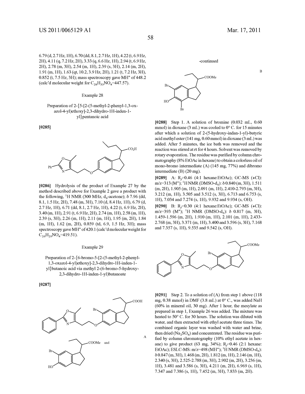 INDANE ACETIC ACID DERIVATIVES AND THEIR USE AS PHARMACEUTICAL AGENTS, INTERMEDIATES, AND METHOD OF PREPARATION - diagram, schematic, and image 59