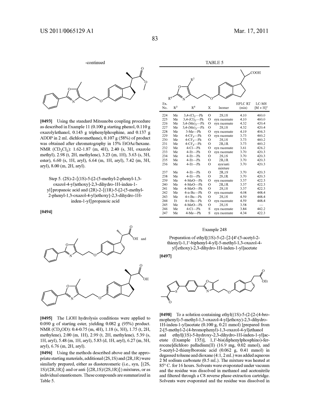 INDANE ACETIC ACID DERIVATIVES AND THEIR USE AS PHARMACEUTICAL AGENTS, INTERMEDIATES, AND METHOD OF PREPARATION - diagram, schematic, and image 84