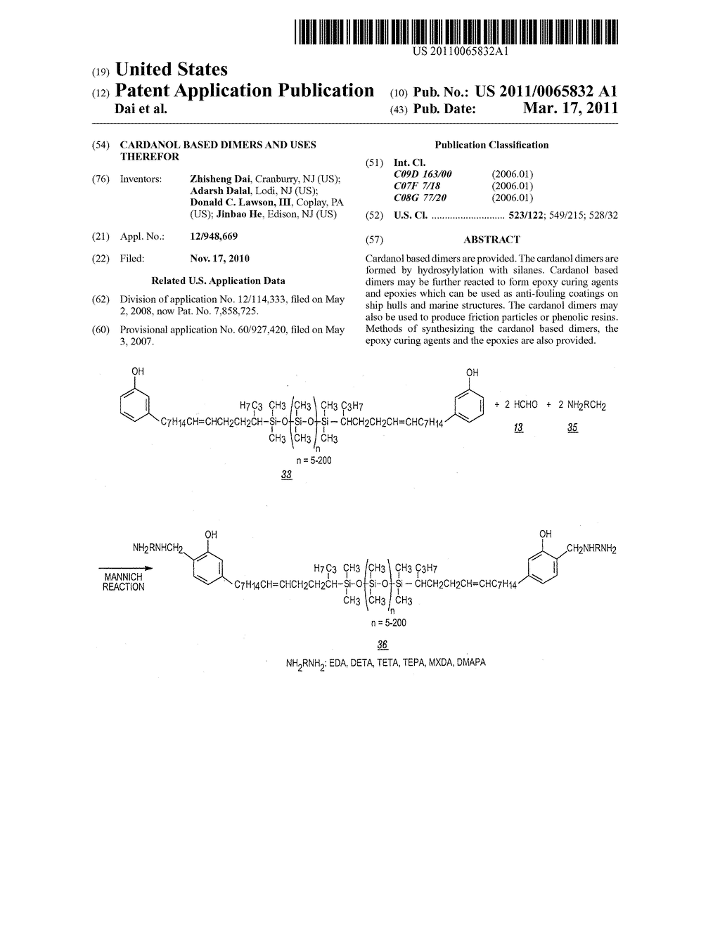 CARDANOL BASED DIMERS AND USES THEREFOR - diagram, schematic, and image 01