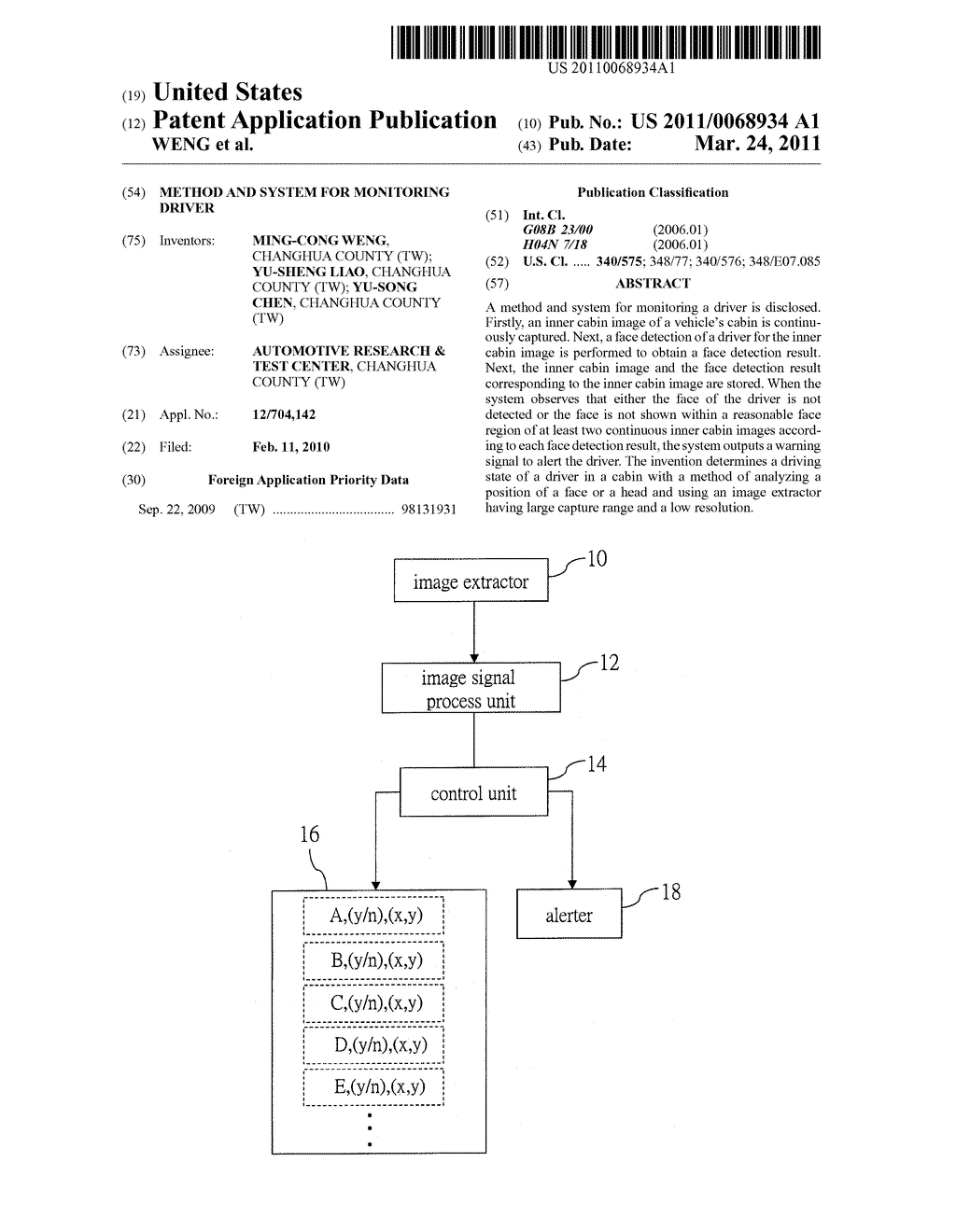 METHOD AND SYSTEM FOR MONITORING DRIVER - diagram, schematic, and image 01