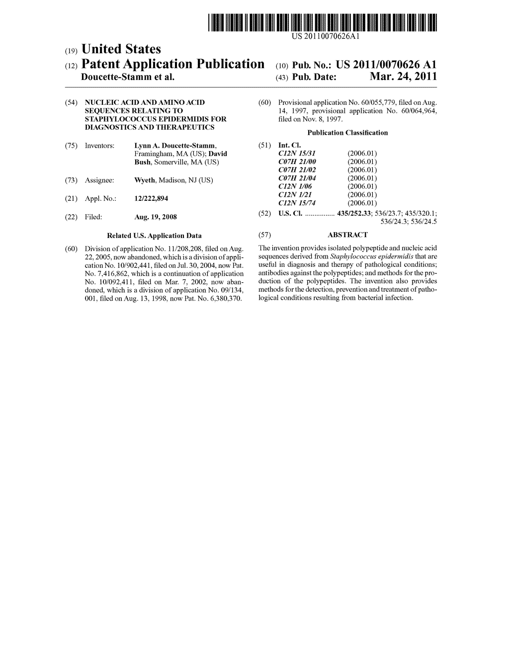 Nucleic acid and amino acid sequences relating to Staphylococcus epidermidis for diagnostics and therapeutics - diagram, schematic, and image 01