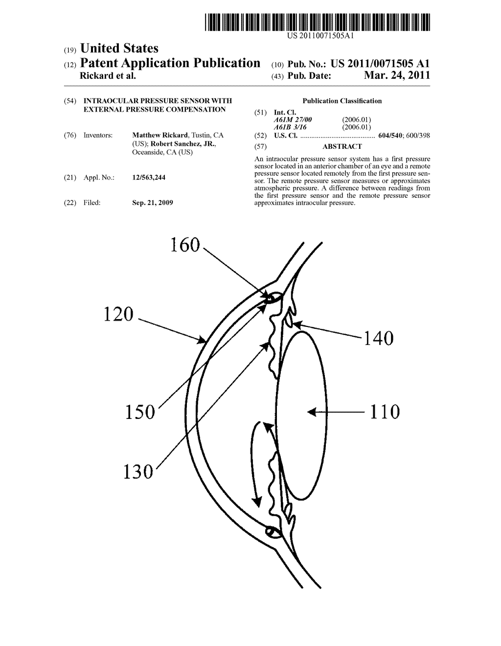 Intraocular Pressure Sensor with External Pressure Compensation - diagram, schematic, and image 01