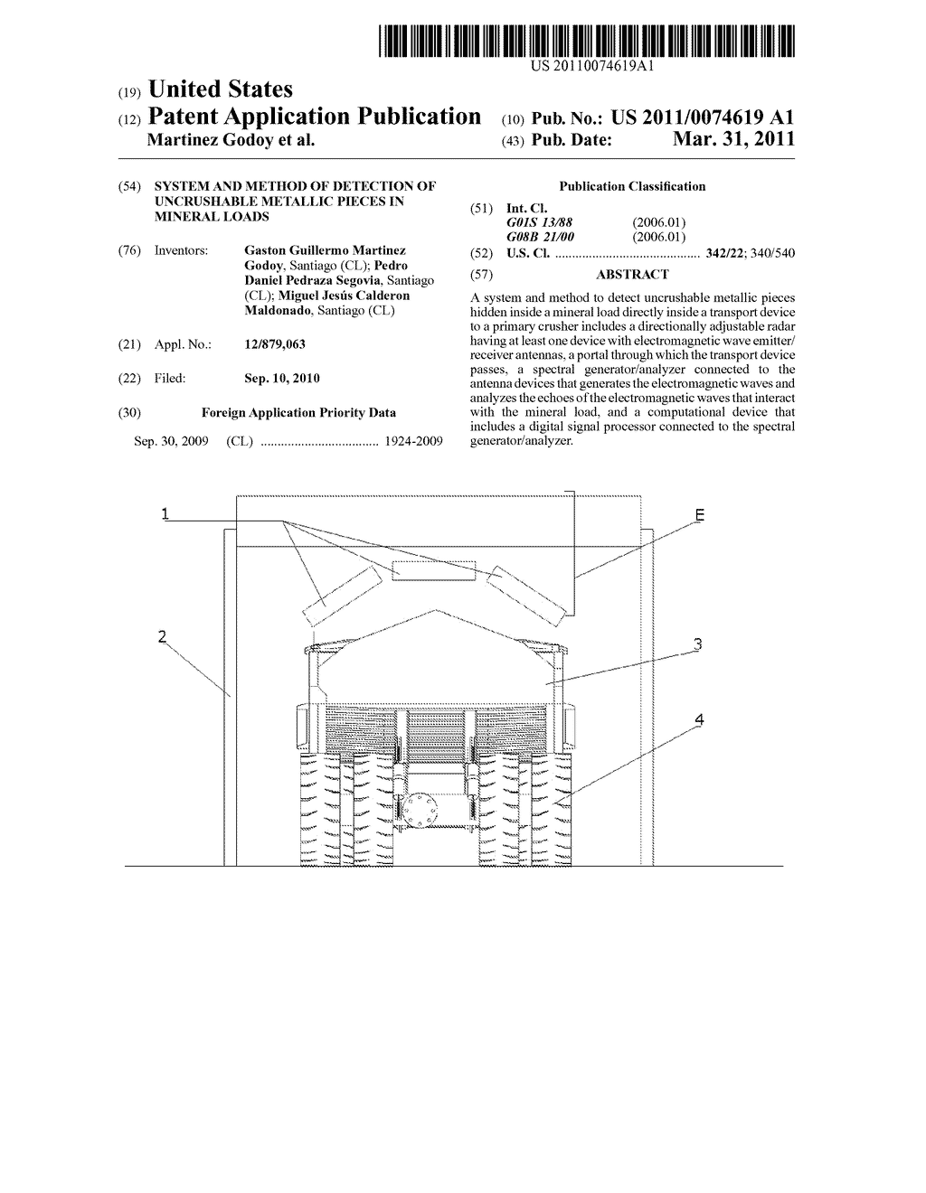 SYSTEM AND METHOD OF DETECTION OF UNCRUSHABLE METALLIC PIECES IN MINERAL LOADS - diagram, schematic, and image 01