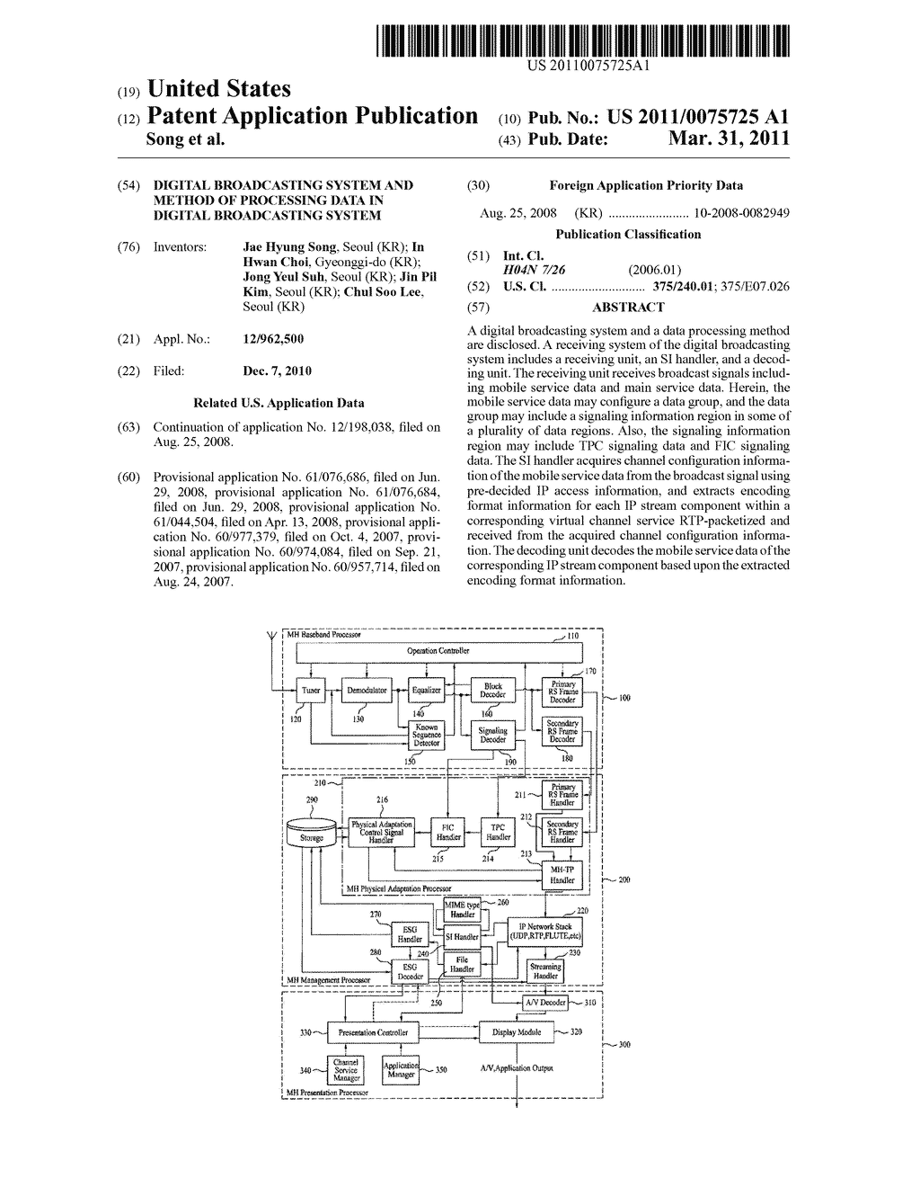 DIGITAL BROADCASTING SYSTEM AND METHOD OF PROCESSING DATA IN DIGITAL BROADCASTING SYSTEM - diagram, schematic, and image 01