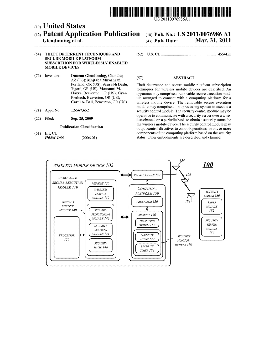 THEFT DETERRENT TECHNIQUES AND SECURE MOBILE PLATFORM SUBSCRITION FOR WIRELESSLY ENABLED MOBILE DEVICES - diagram, schematic, and image 01