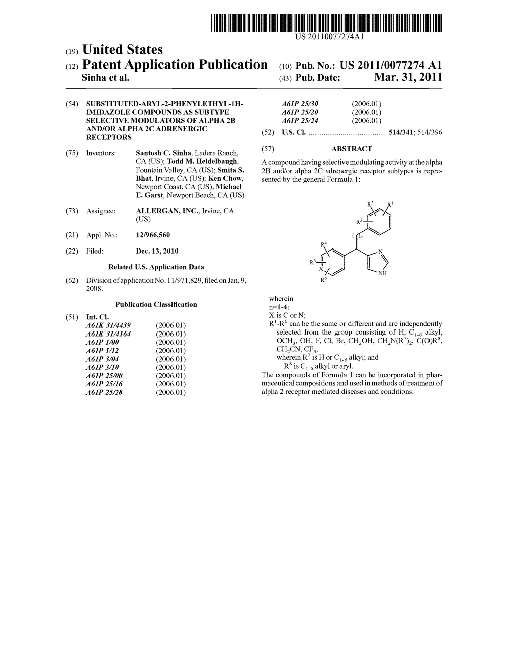 SUBSTITUTED-ARYL-2-PHENYLETHYL-1H-IMIDAZOLE COMPOUNDS AS SUBTYPE SELECTIVE MODULATORS OF ALPHA 2B AND/OR ALPHA 2C ADRENERGIC RECEPTORS - diagram, schematic, and image 01