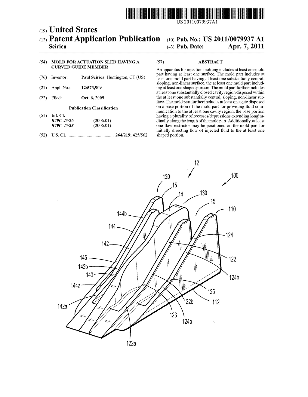 Mold For Actuation Sled Having A Curved Guide Member - diagram, schematic, and image 01