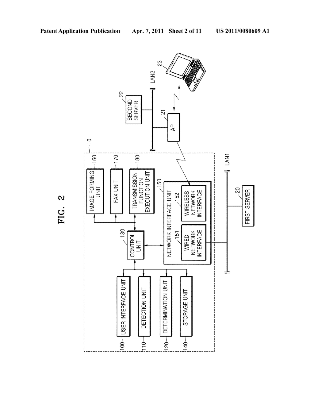 IMAGE FORMING APPARATUS TO SUPPORT WIRED AND WIRELESS NETWORK INTERFACES AND NETWORK CONNECTION METHOD OF THE IMAGE FORMING APPARATUS - diagram, schematic, and image 03