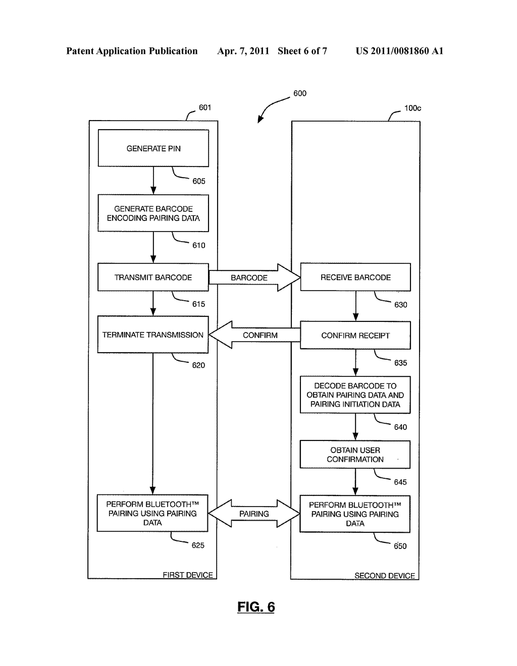 METHODS AND DEVICES FOR FACILITATING BLUETOOTH PAIRING USING A CAMERA AS A BARCODE SCANNER - diagram, schematic, and image 07