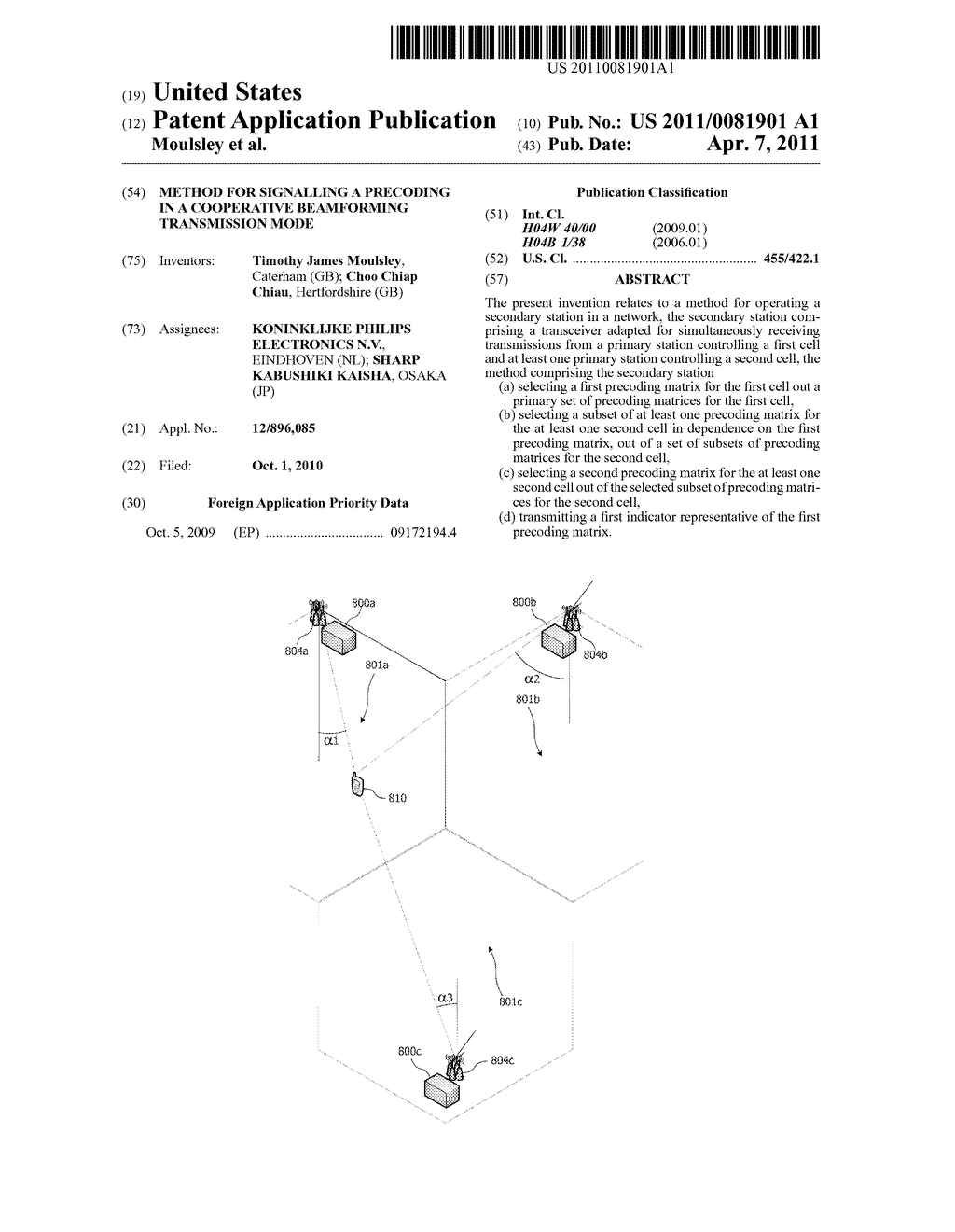 METHOD FOR SIGNALLING A PRECODING IN A COOPERATIVE BEAMFORMING TRANSMISSION MODE - diagram, schematic, and image 01
