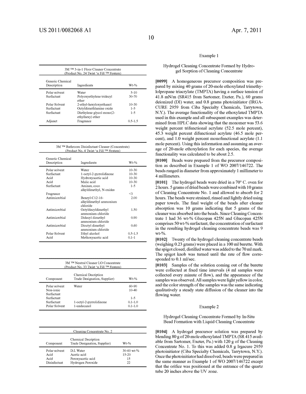 METHOD OF MAKING A CLEANING SOLUTION FROM HYDROGEL CLEANING CONCENTRATE AND PACKAGED CLEANING CONCENTRATE - diagram, schematic, and image 16