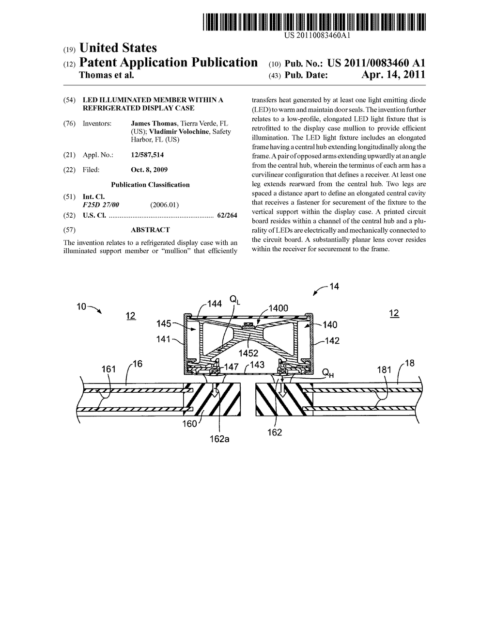 LED illuminated member within a refrigerated display case - diagram, schematic, and image 01