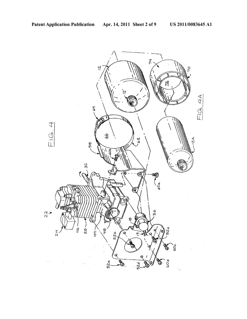 Portable gas powered internal combustion engine arrangement - diagram, schematic, and image 03