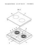 Heating device usable with cooking appliance, manufacturing method thereof, and cooking appliance diagram and image