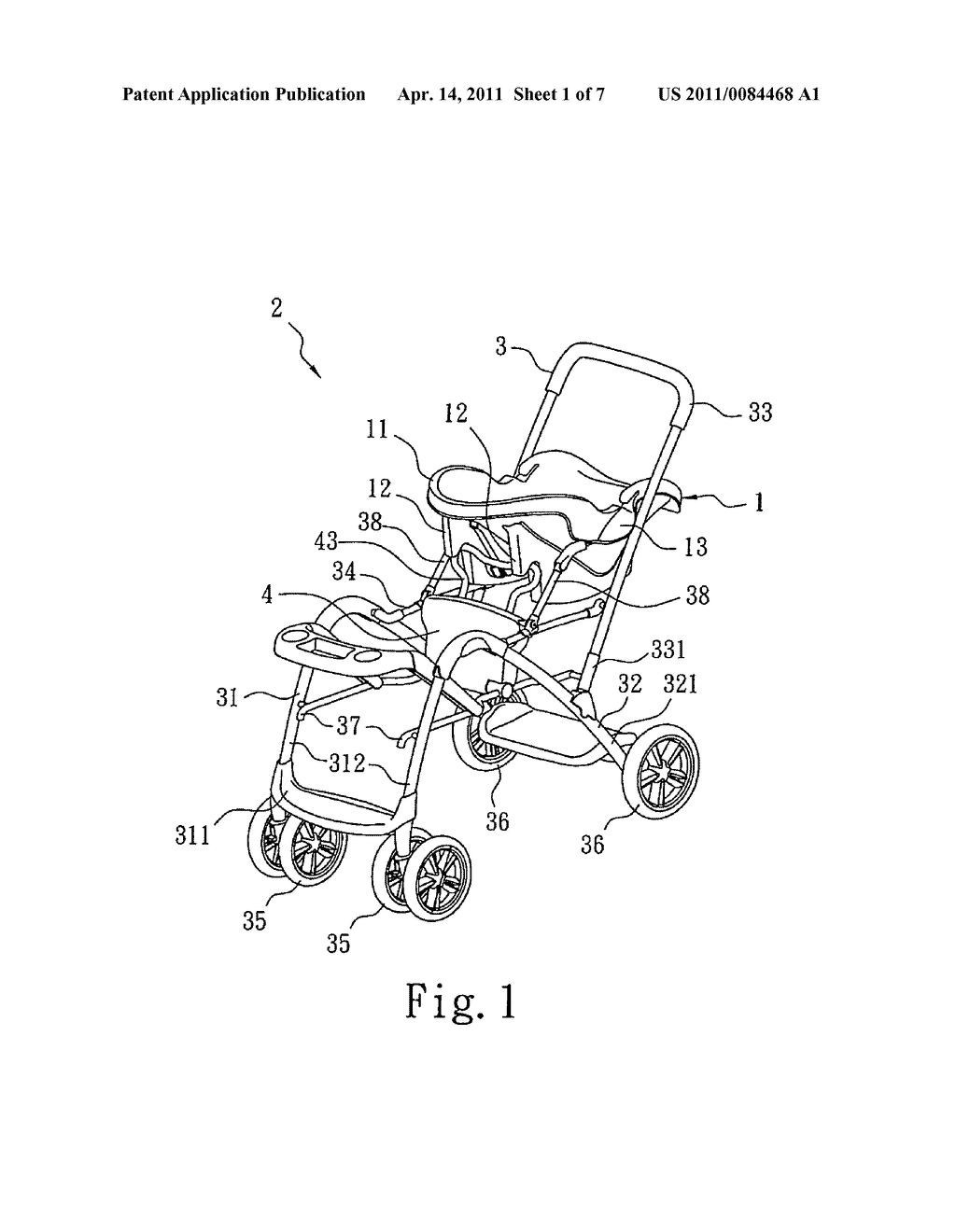 Stroller connectable with a car seat - diagram, schematic, and image 02