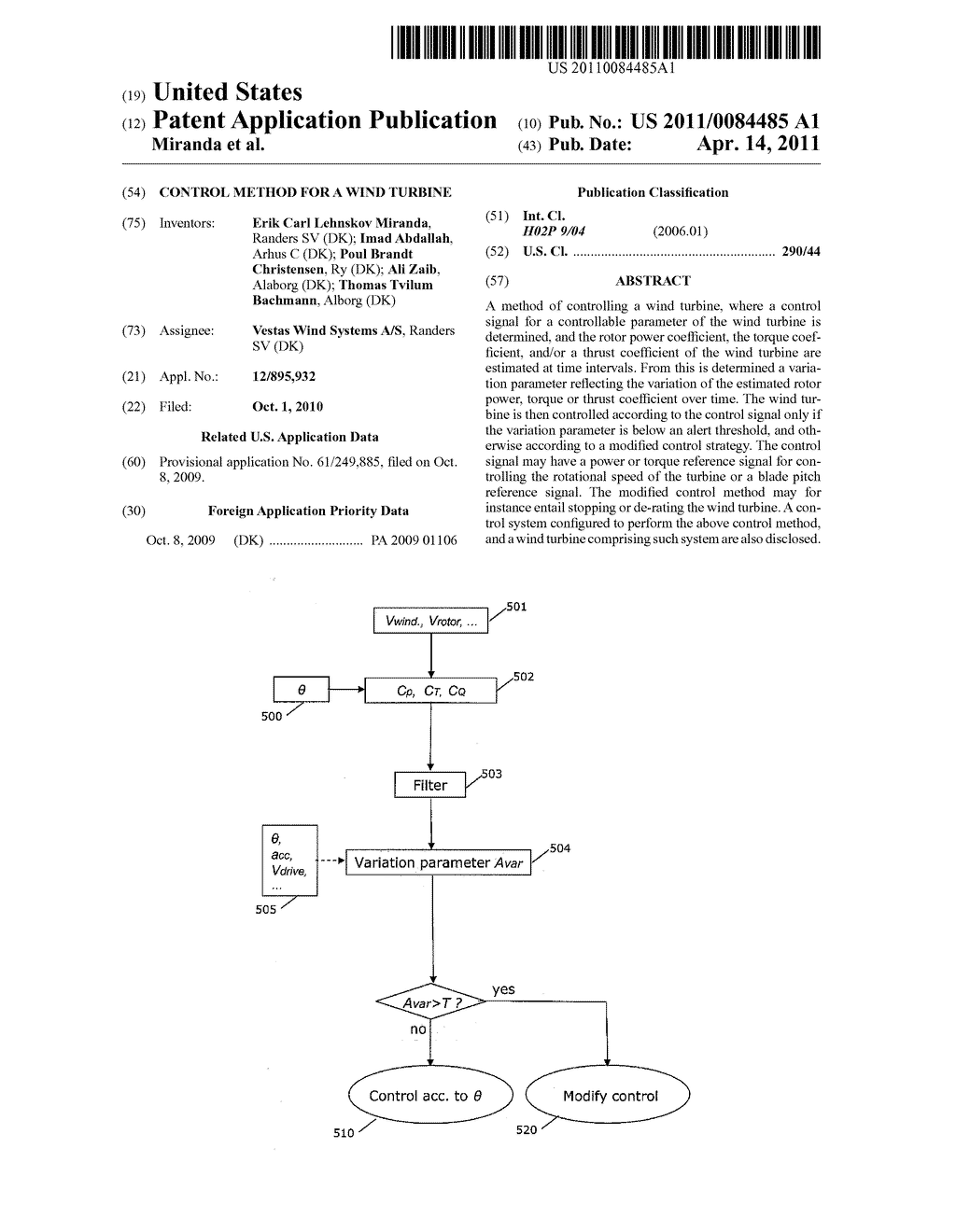 Control method for a wind turbine - diagram, schematic, and image 01