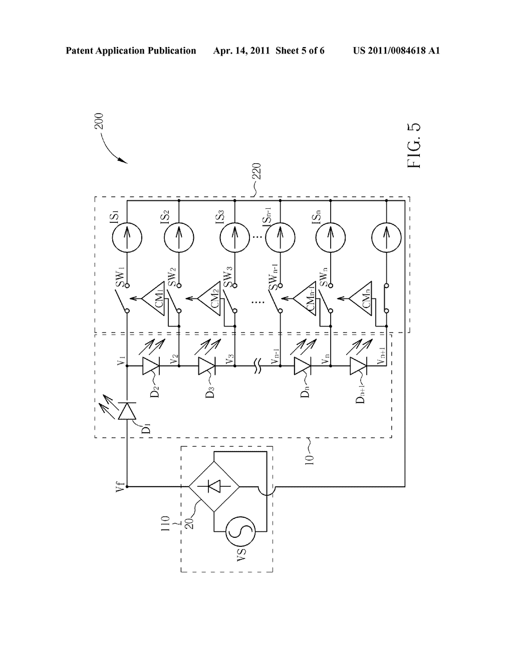 LED DRIVING CIRCUIT HAVING A LARGE OPERATIONAL RANGE IN VOLTAGE - diagram, schematic, and image 06