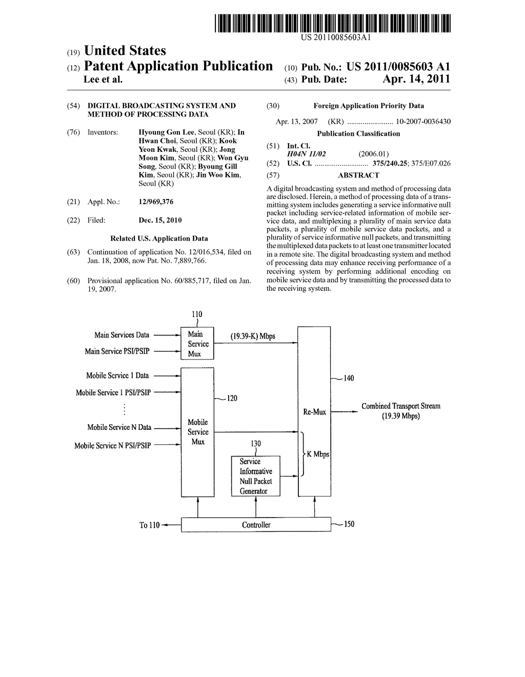 DIGITAL BROADCASTING SYSTEM AND METHOD OF PROCESSING DATA - diagram, schematic, and image 01