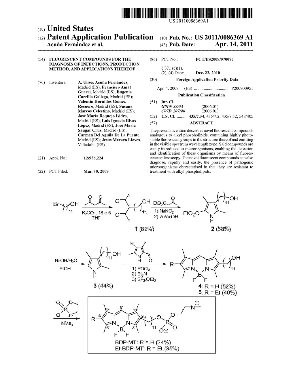 FLUORESCENT COMPOUNDS FOR THE DIAGNOSIS OF INFECTIONS, PRODUCTION METHOD, AND APPLICATIONS THEREOF - diagram, schematic, and image 01