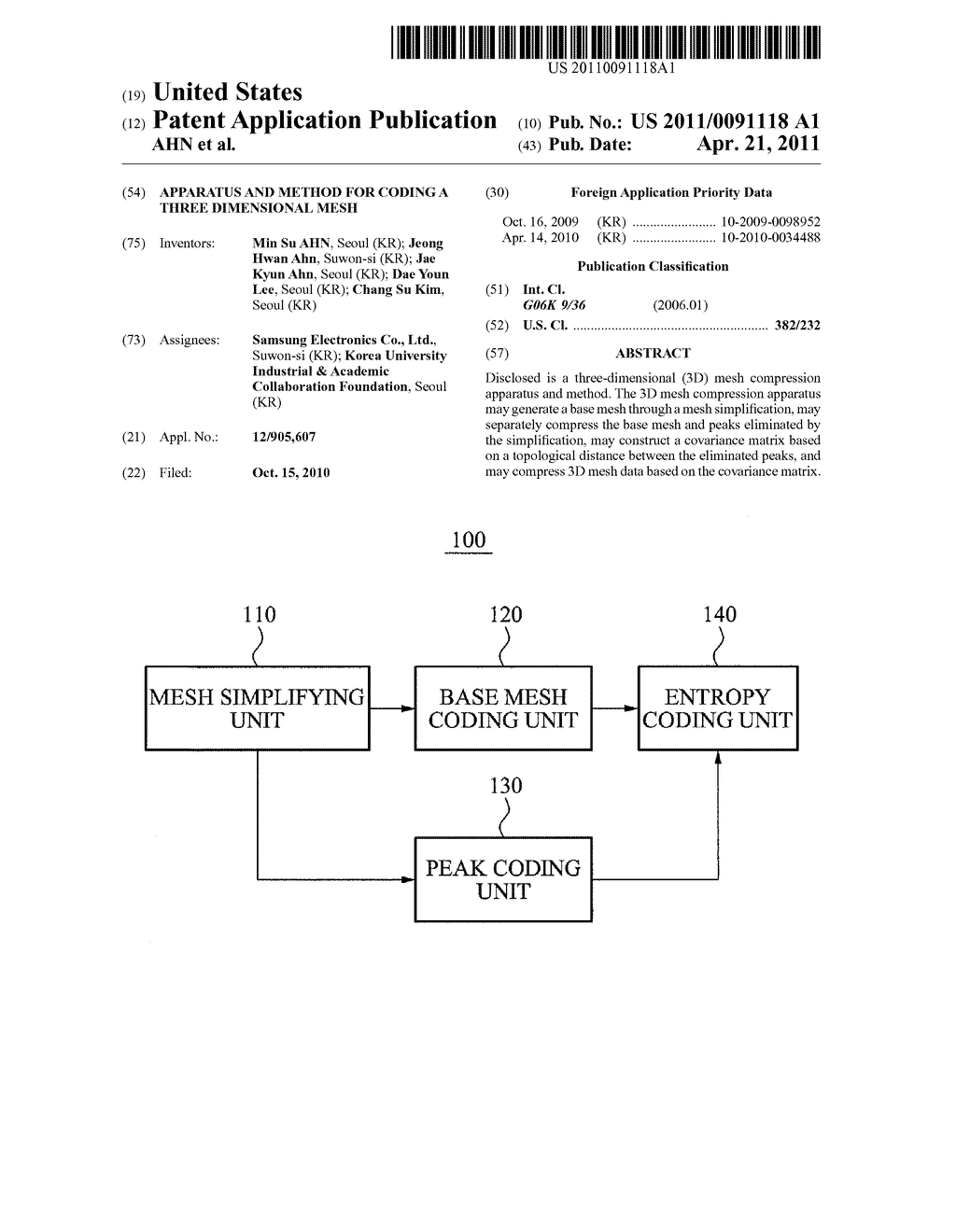 APPARATUS AND METHOD FOR CODING A THREE DIMENSIONAL MESH - diagram, schematic, and image 01