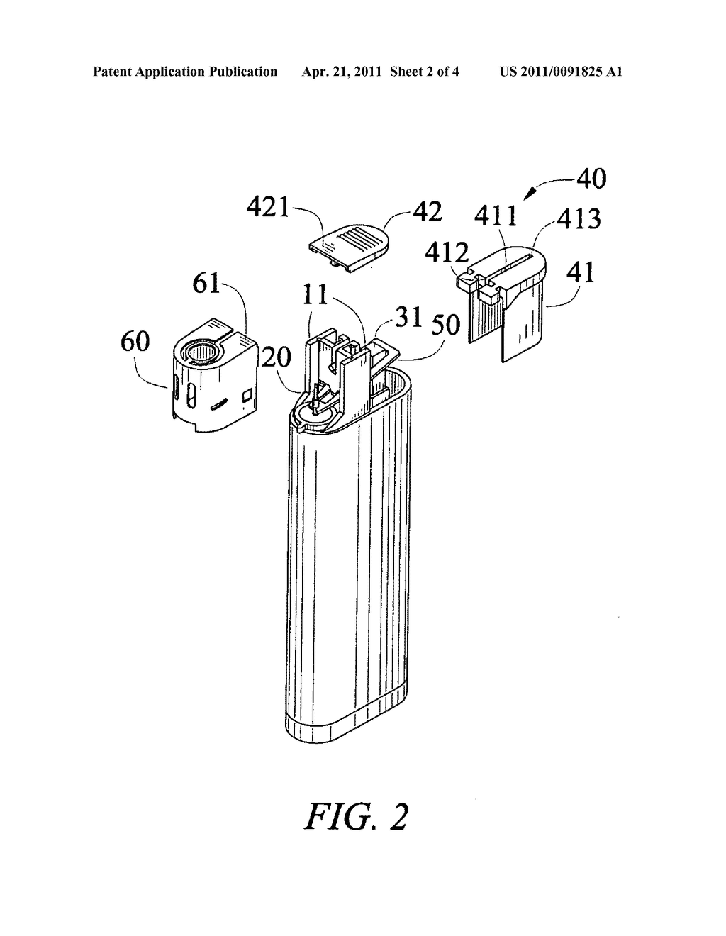 Child resistant gas lighter - diagram, schematic, and image 03