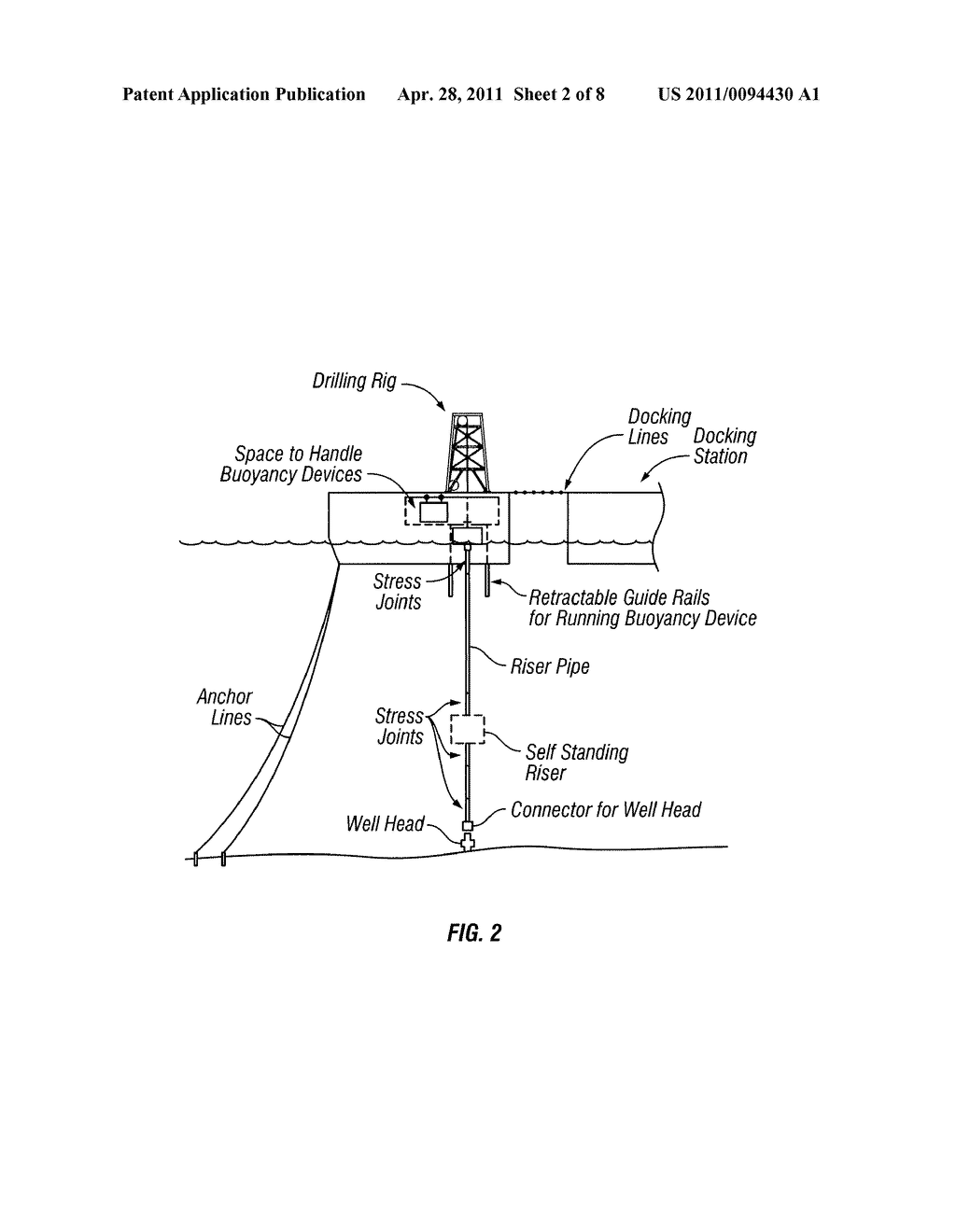 Docking and Drilling Stations for Running Self-Standing Risers and Conducting Drilling, Production and Storage Operations - diagram, schematic, and image 03