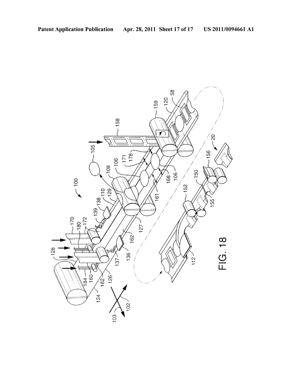 METHOD OF MAKING DISPOSABLE ABSORBENT GARMENTS EMPLOYING ELASTOMERIC FILM LAMINATE BODY PANELS - diagram, schematic, and image 18