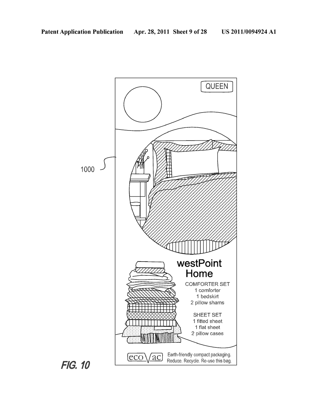 ENVIRONMENTALLY FRIENDLY TEXTILE SOFT GOODS RETAIL PACKAGING INCORPORATING VACUUM-SEALABLE BAGS REUSABLE BY CONSUMERS - diagram, schematic, and image 10