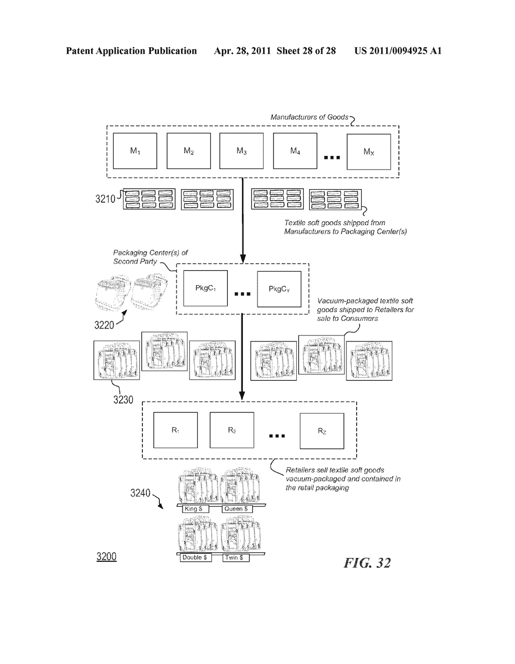 ENVIRONMENTALLY FRIENDLY TEXTILE SOFT GOODS RETAIL PACKAGING INCORPORATING VACUUM-SEALABLE BAGS REUSABLE BY CONSUMERS - diagram, schematic, and image 29