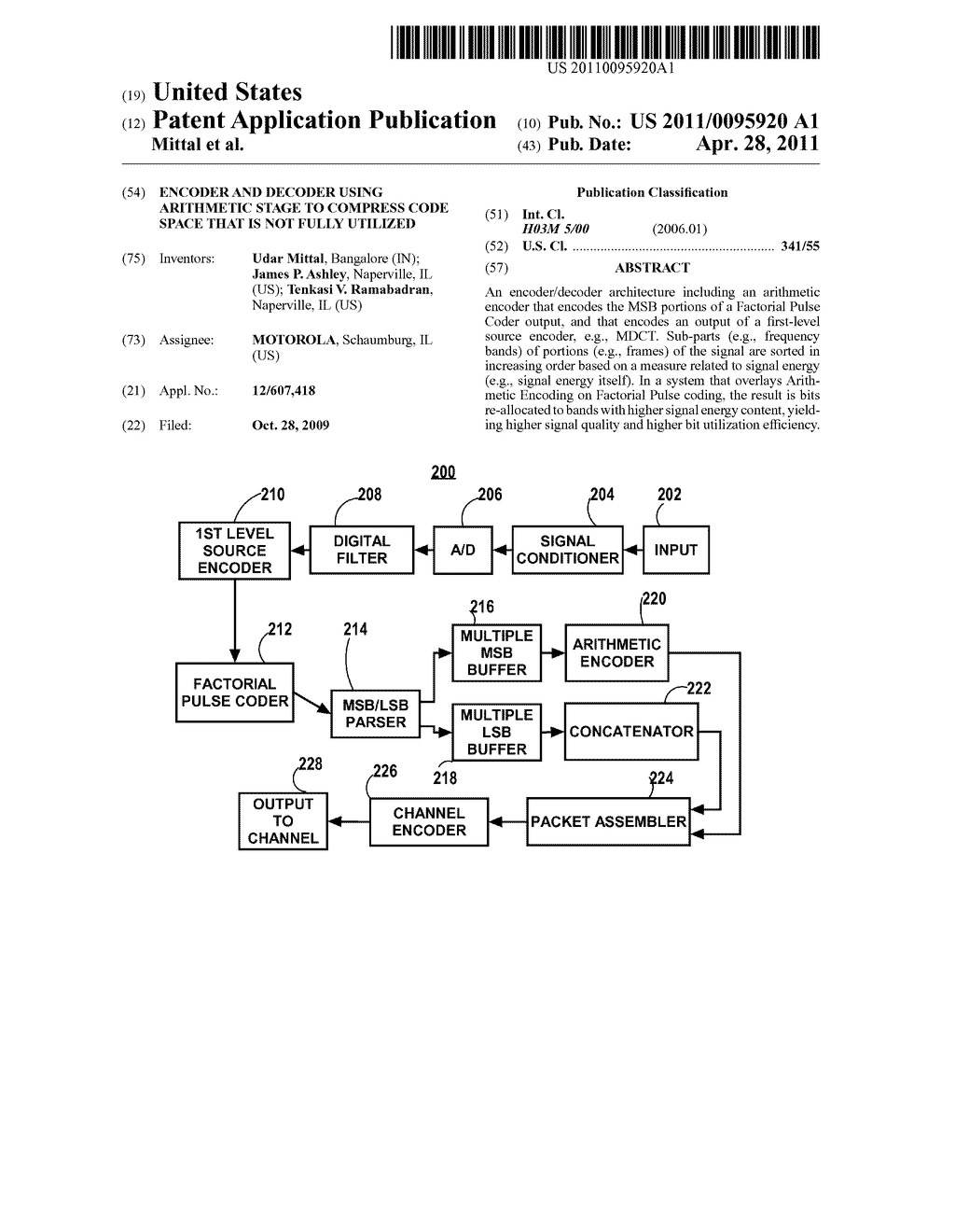 ENCODER AND DECODER USING ARITHMETIC STAGE TO COMPRESS CODE SPACE THAT IS NOT FULLY UTILIZED - diagram, schematic, and image 01