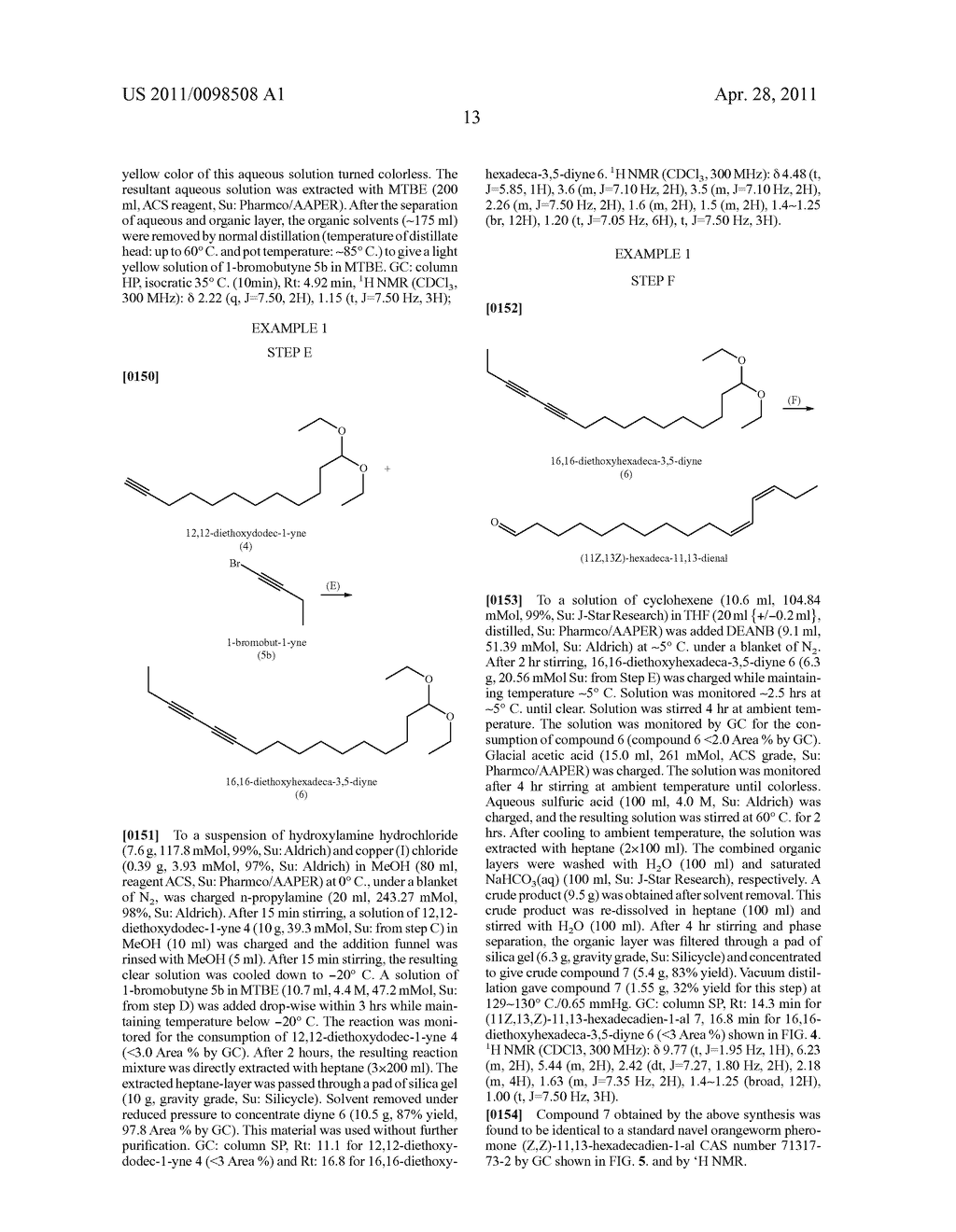 SYNTHETIC NAVEL ORANGEWORM PHEROMONE COMPOSITION AND METHODS RELATING TO PRODUCTION OF SAME - diagram, schematic, and image 21