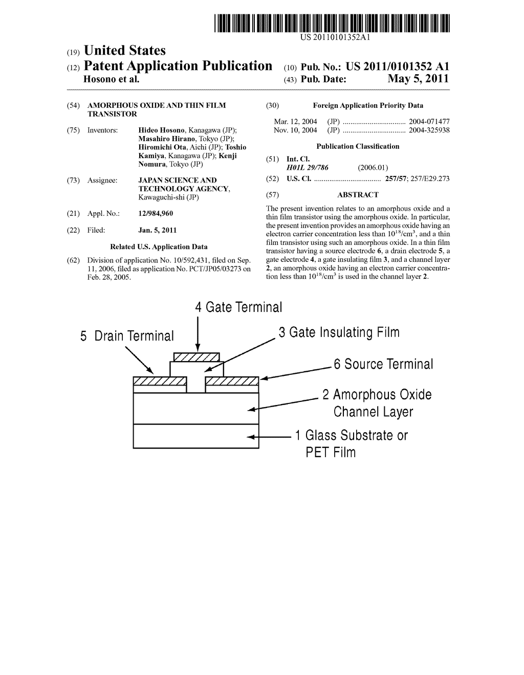 AMORPHOUS OXIDE AND THIN FILM TRANSISTOR - diagram, schematic, and image 01