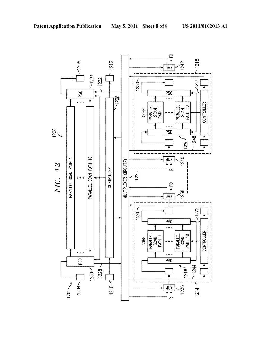PARALLEL SCAN DISTRIBUTORS AND COLLECTORS AND PROCESS OF TESTING INTEGRATED CIRCUITS - diagram, schematic, and image 09