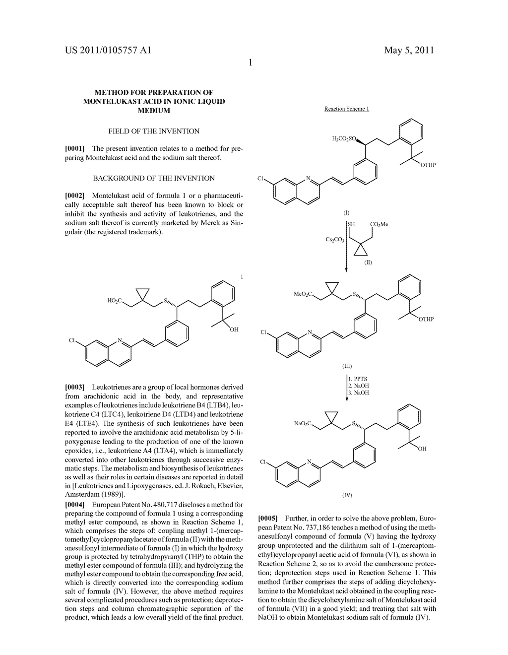 METHOD FOR PREPARATION OF MONTELUKAST ACID IN IONIC LIQUID MEDIUM - diagram, schematic, and image 05