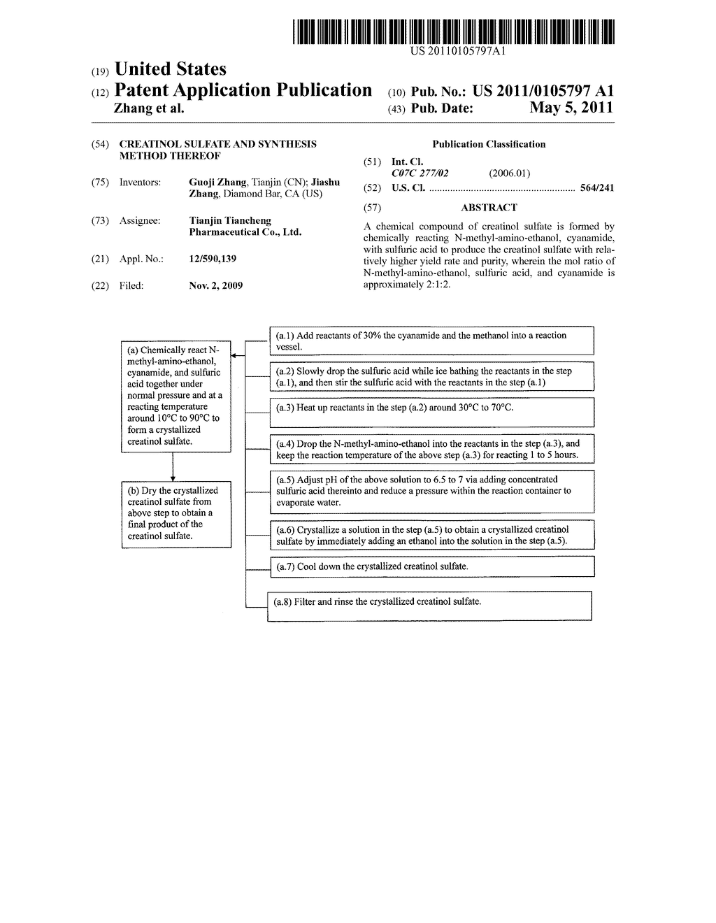 Creatinol sulfate and synthesis method thereof - diagram, schematic, and image 01